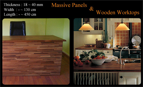 Walnut massive panels, worktops