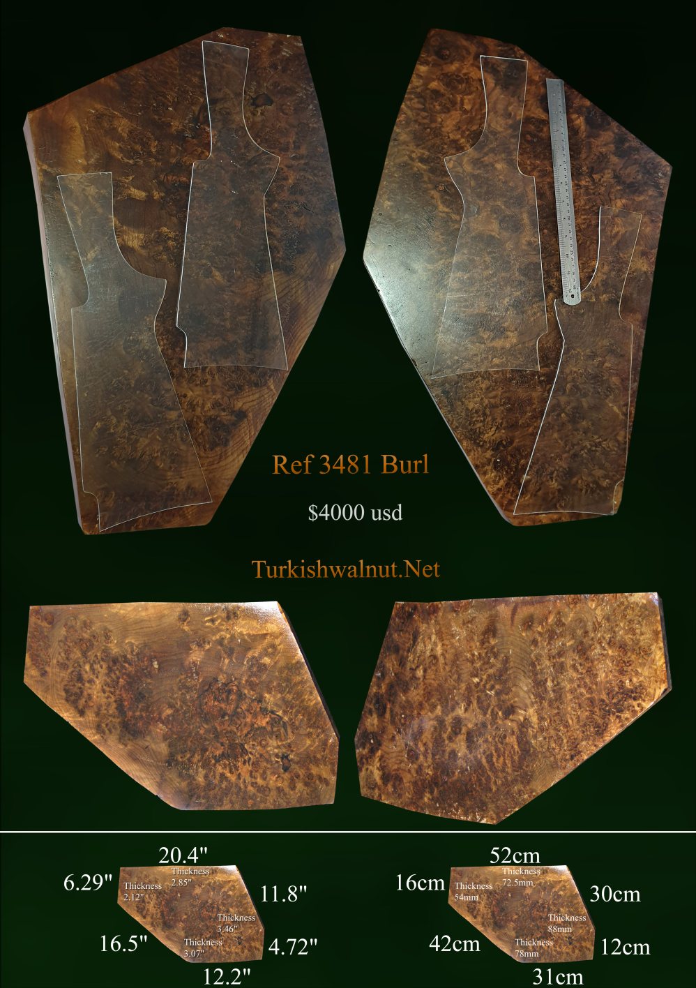 oversized burl birdseye gunstock blank