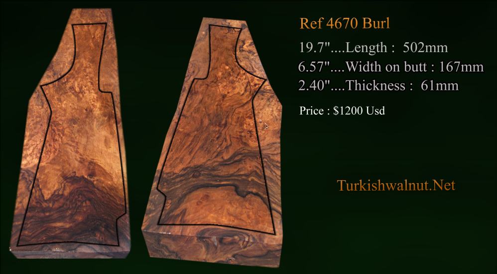 high grade Turkish walnut stock blank for monter carlo style hunting shotgun
