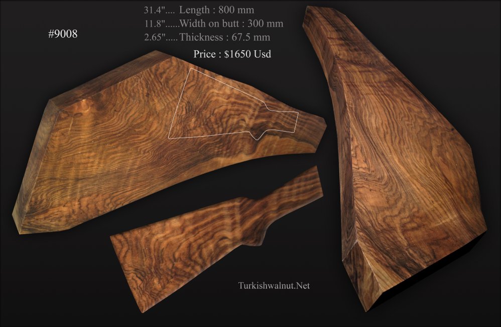 Extra bold, large Turkish walnut shotgun stock blank
